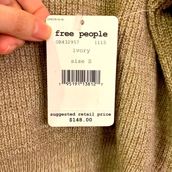 Free People ribbed tunic sweater in ivory size small - Picture 8 of 9